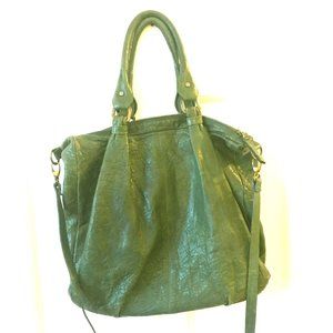 Green Leather Tote/Crossbody Bag